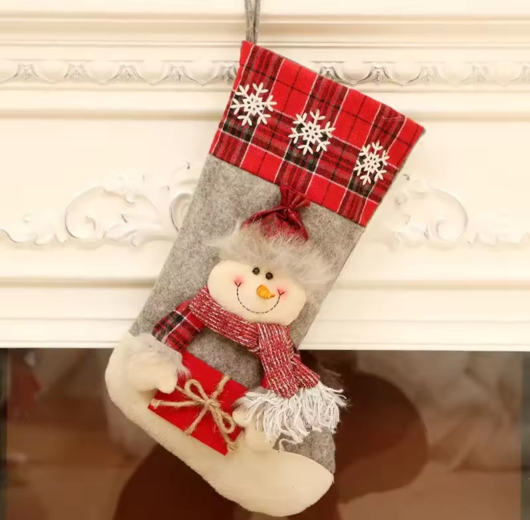 Christmas Stockings Snowman Santa Elk Bear Printing Socks Xmas Candy Gift Bag Fireplace Xmas Tree Decoration New Year