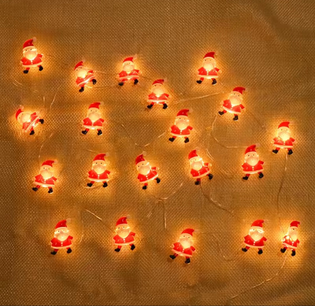 2M Christmas Santa Claus Snowflake LED Light String Garland Xmas Tree Fairy Light Christmas Decoration for Home New Year celebrations