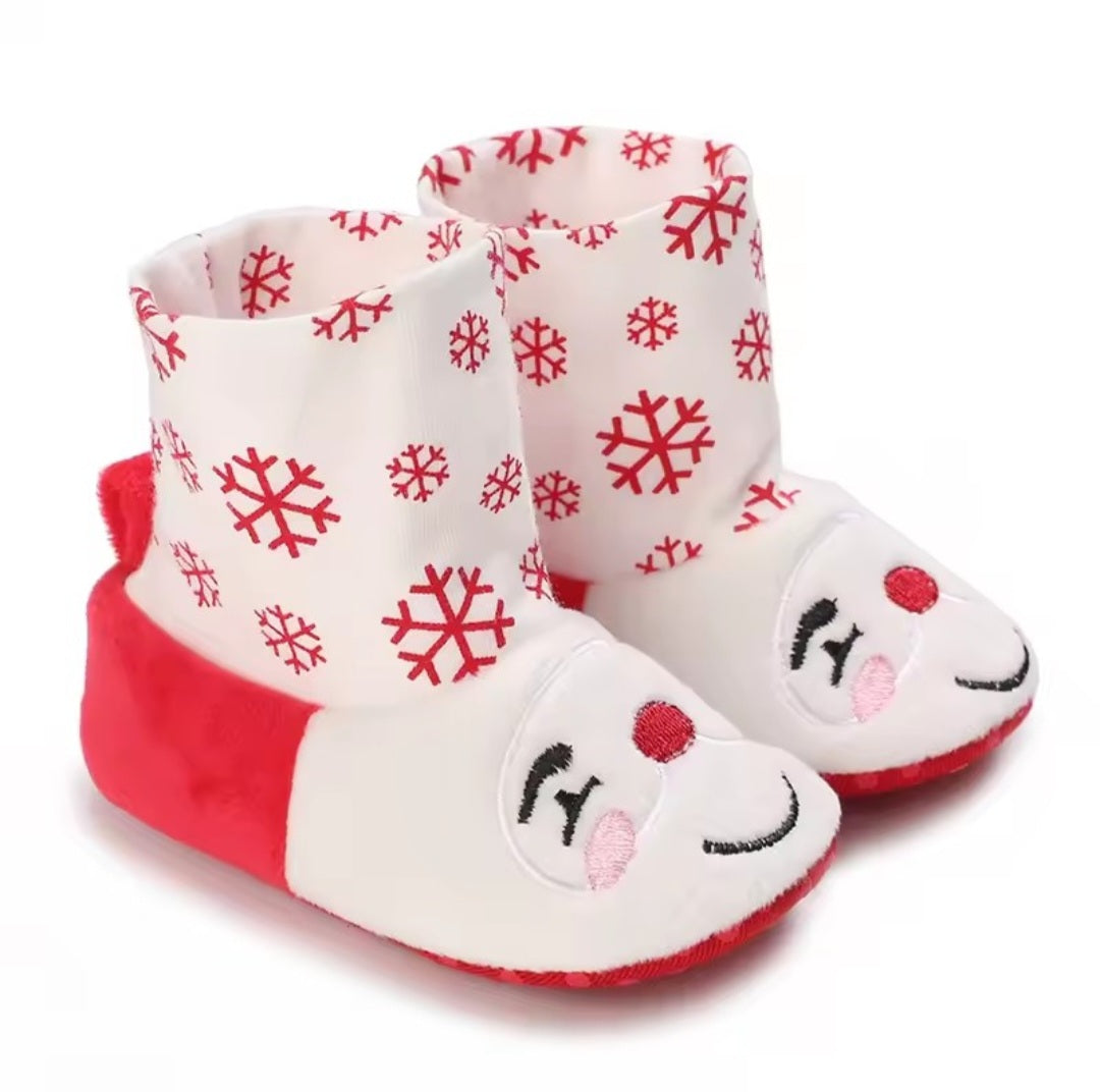 Infant Newborn Booties Santa Foot Socks Baby Christmas Boots Lovely Snowflake Santa Design Winter Warm Slippers Anti-Slip Shoes