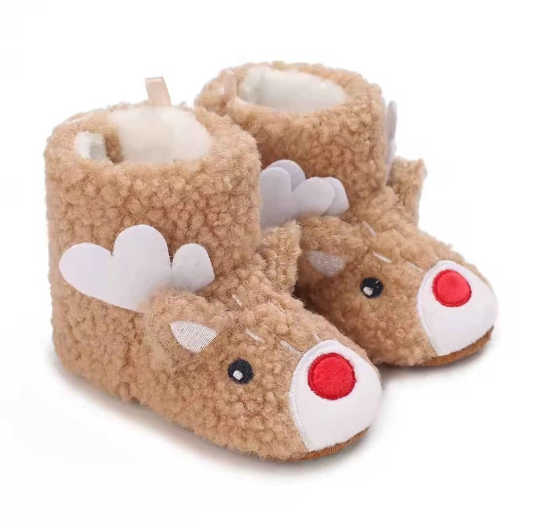 Infant Newborn Booties Santa Foot Socks Baby Christmas Boots Lovely Snowflake Santa Design Winter Warm Slippers Anti-Slip Shoes