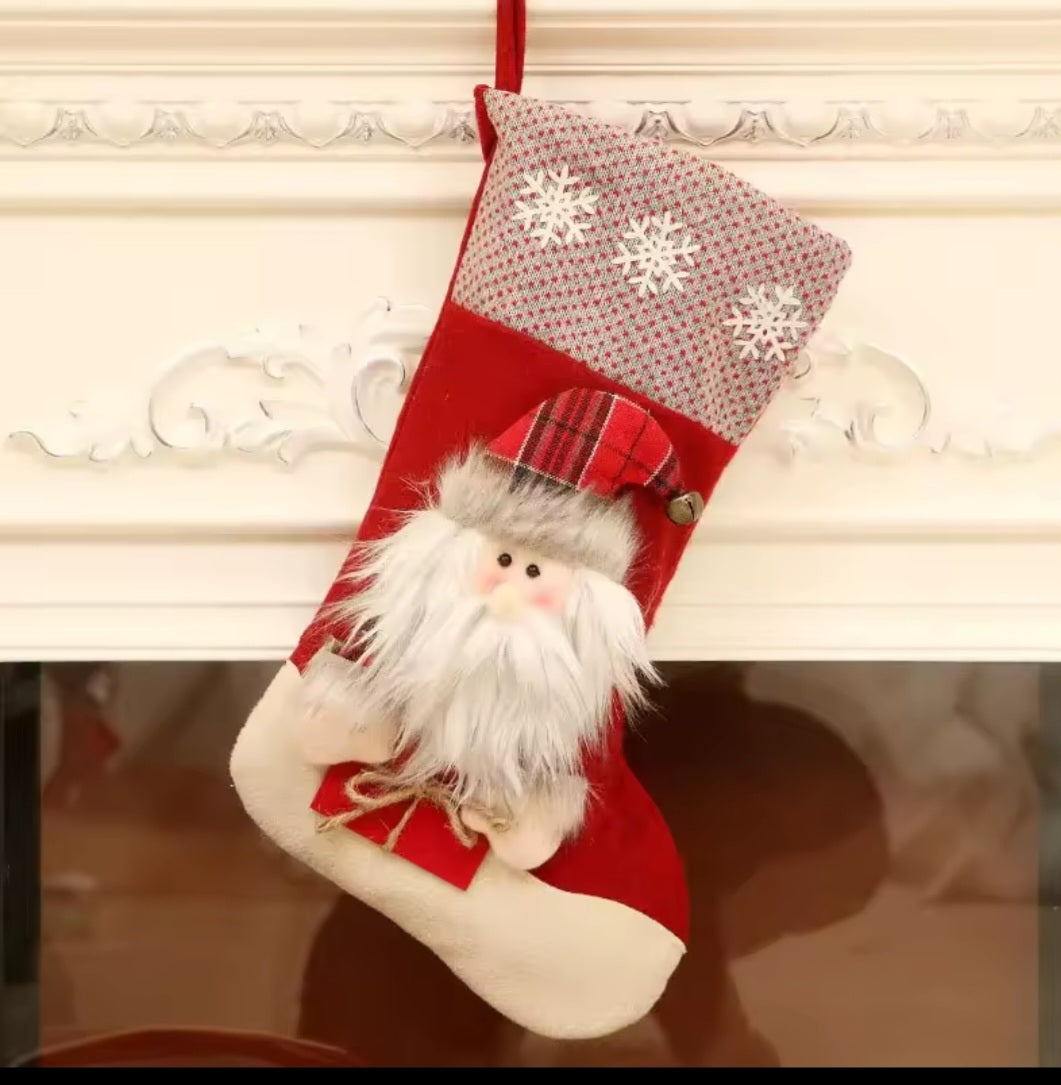 Christmas Stockings Snowman Santa Elk Bear Printing Socks Xmas Candy Gift Bag Fireplace Xmas Tree Decoration New Year