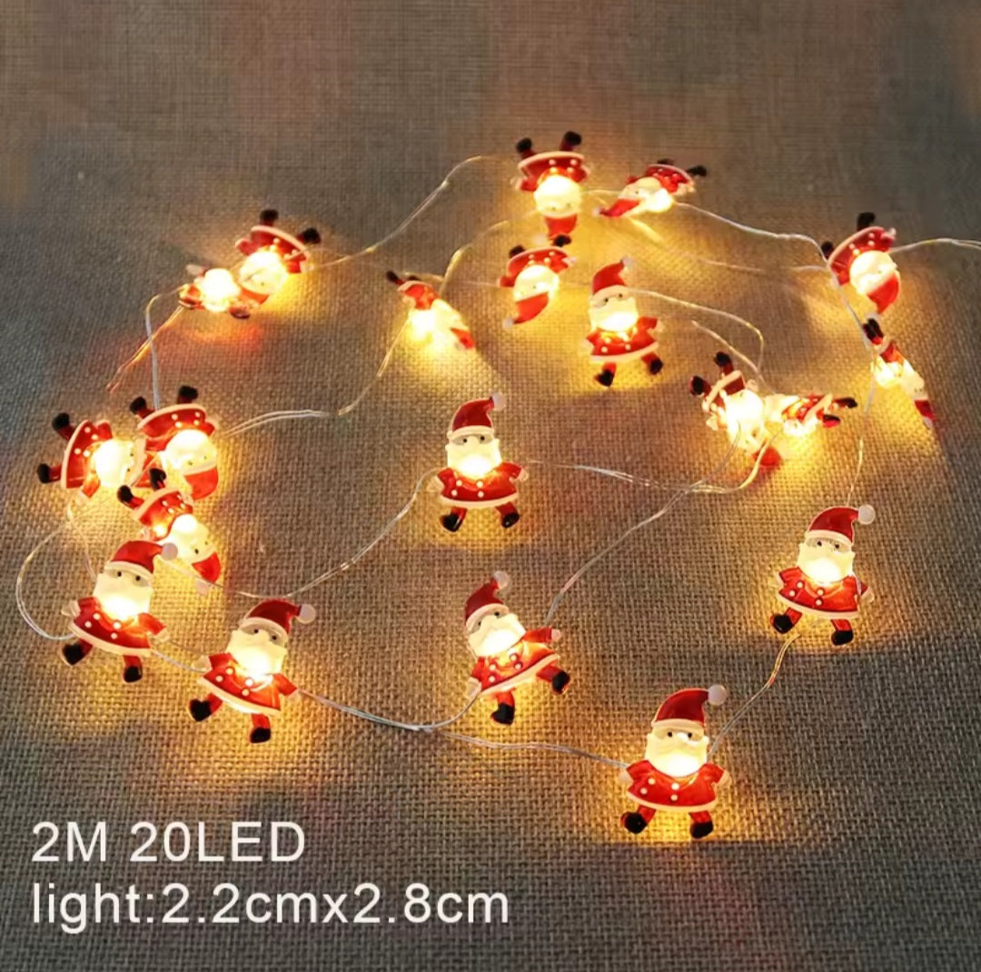 2M Christmas Santa Claus Snowflake LED Light String Garland Xmas Tree Fairy Light Christmas Decoration for Home New Year celebrations