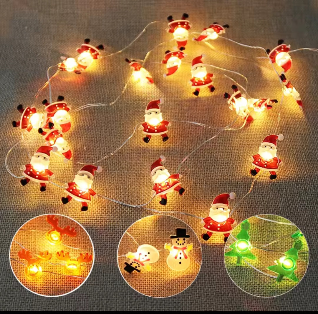 2M Christmas Santa Claus Snowflake LED Light String Garland Xmas Tree Fairy Light Christmas Decoration for Home New Year celebrations
