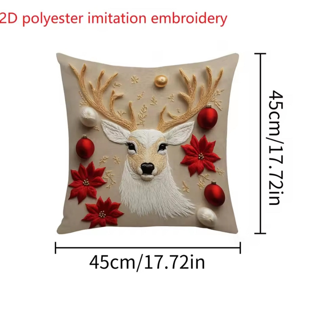 1pc, Christmas Old Man Elk Pillowcase, Christmas Party Decoration, Home Decoration, Bedding Decoration