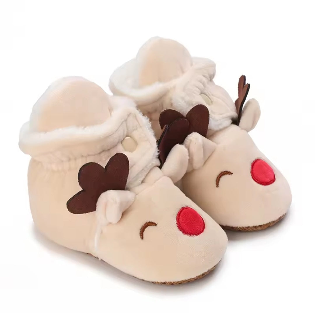 Infant Newborn Booties Santa Foot Socks Baby Christmas Boots Lovely Snowflake Santa Design Winter Warm Slippers Anti-Slip Shoes