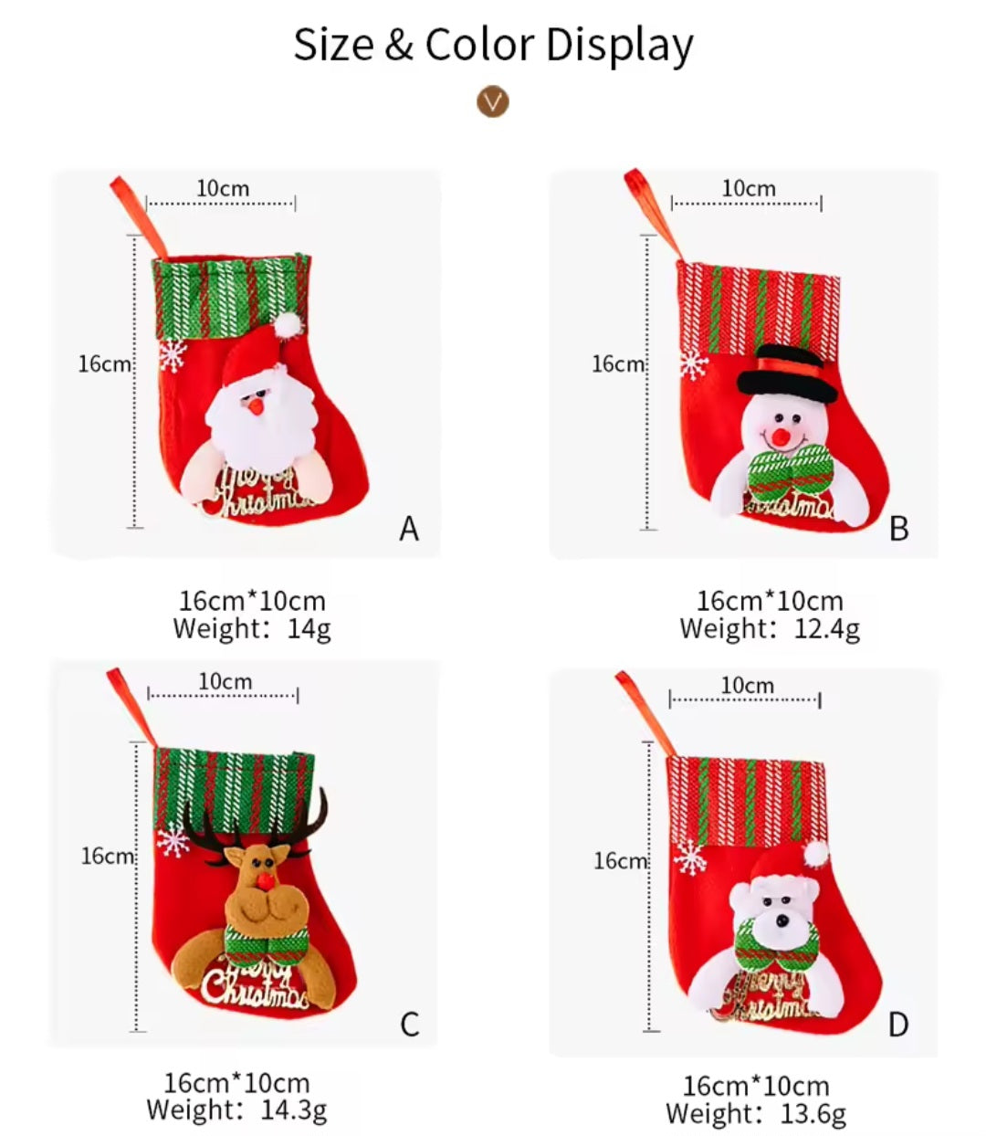 4PCS Christmas Stockings Decorations, Cute Xmas Stockings Small Hanging Stockings for Christmas Tree Fireplace Decor