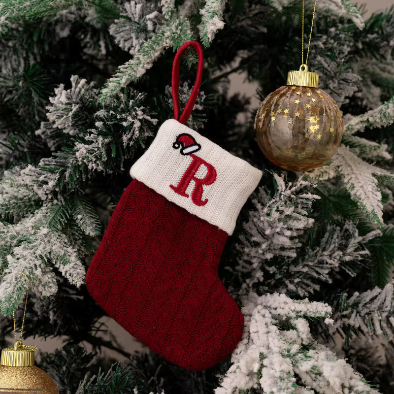 Christmas Alphabet Knitting Sock Christmas Tree Ornament Christmas Decoration For Home 2025 Noel New Year 2026 Xmas Gift