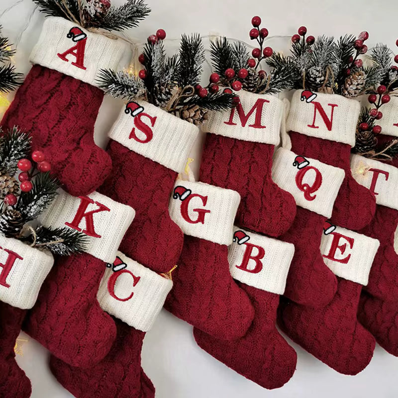 Christmas Alphabet Knitting Sock Christmas Tree Ornament Christmas Decoration For Home 2025 Noel New Year 2026 Xmas Gift