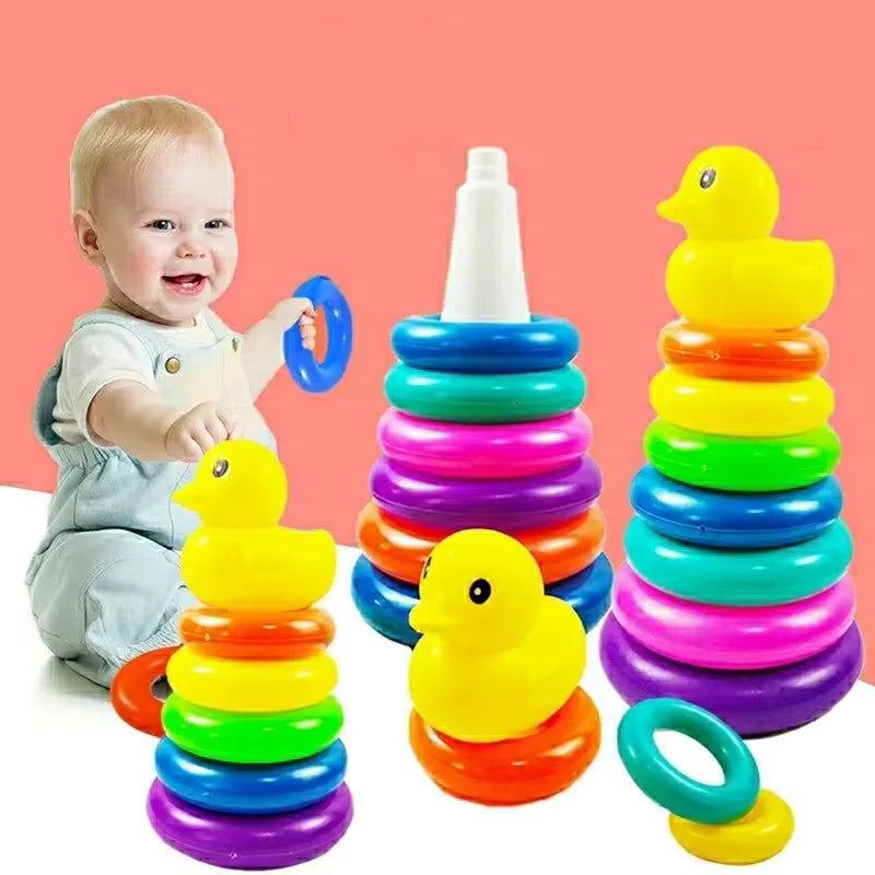 Montessori Stacking Toys for Babies 0 12M Rainbow Ring Stacker Baby Stacking Tower for Toddlers Educational Learning Sensory Toy