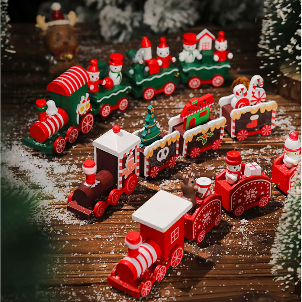 Christmas Wood Train Decoration, Christmas Ornaments With Moving Train,Home Noel,Happy New Year 2025 Gifts