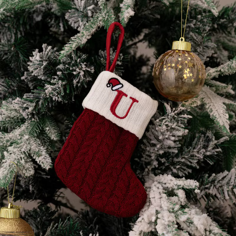 Christmas Alphabet Knitting Sock Christmas Tree Ornament Christmas Decoration For Home 2025 Noel New Year 2026 Xmas Gift