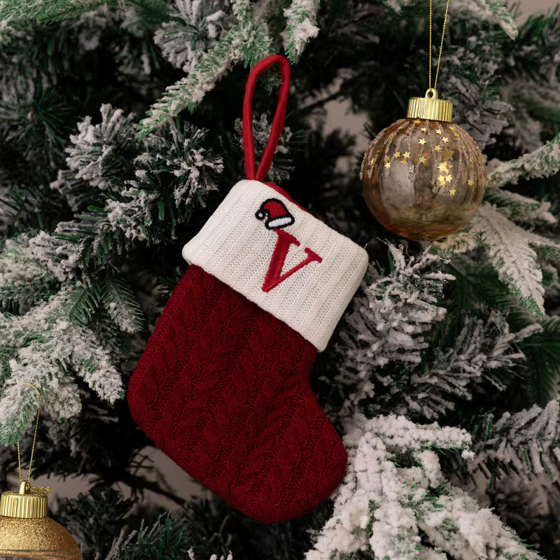 Christmas Alphabet Knitting Sock Christmas Tree Ornament Christmas Decoration For Home 2025 Noel New Year 2026 Xmas Gift